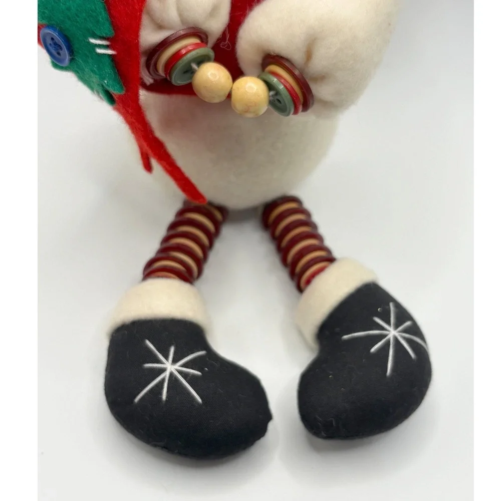Primitive Folk Art Snowman Christmas Decor Button Legs Gingerbread Red Scarf 13